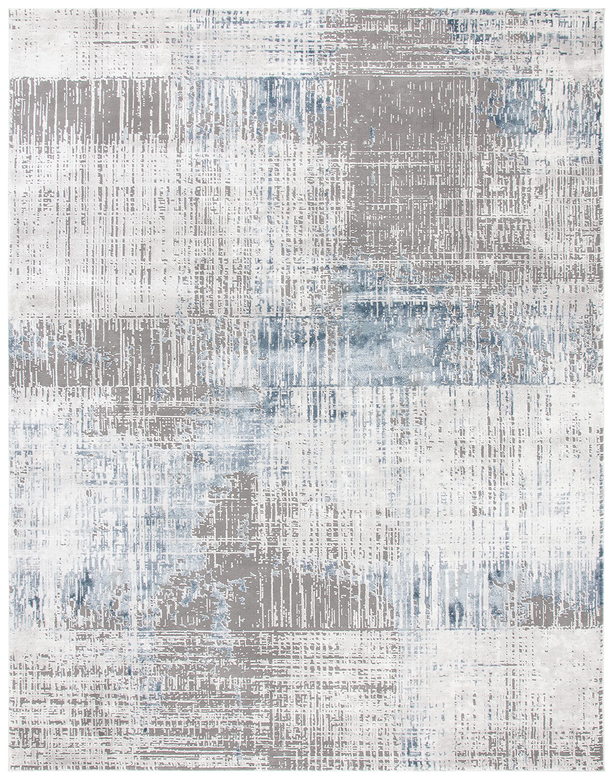 SAFAVIEH Craft Collection Area Rug - 9' x 12', Grey & Blue, Modern Abstract Design, Non-Shedding & Easy Care, Ideal for High Traffic Areas in Living Room, Bedroom (CFT874F)