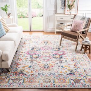 safavieh madison collection x-large area rug - 11' x 15', fuchsia & ivory, snowflake medallion distressed, non-shedding & easy care, ideal for high traffic areas in living room, bedroom (mad603r)