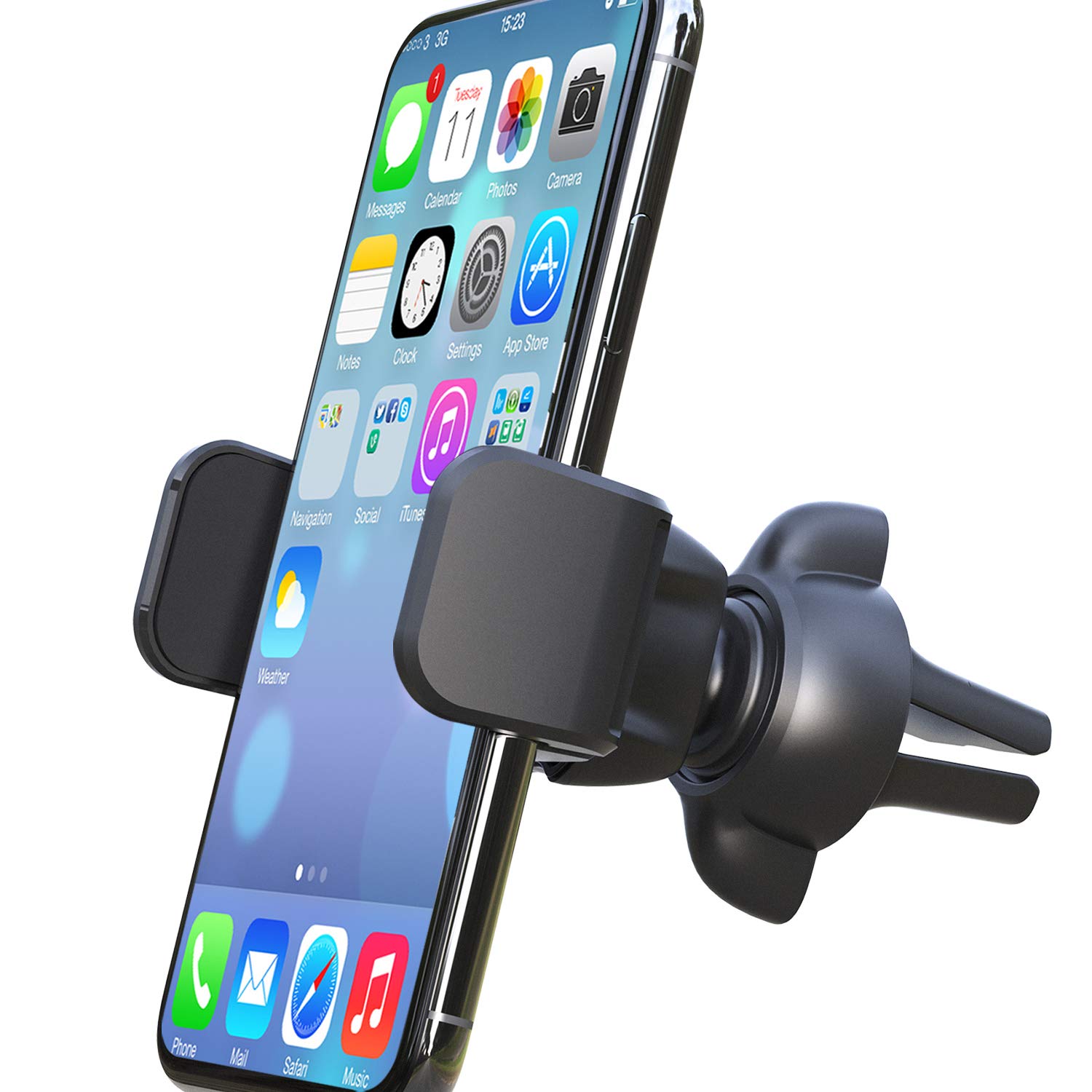 APPS2Car Adjustable Car Vent Phone Mount, with Expandable Spring-Loaded Grip, Universal Strong Hold Air Vent Cell Phone Holder for Car with Super Sturdy Grips, Fit with iPhone and Other Android Phones