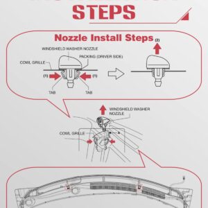 Windshield Washer Nozzles Kit, Replacement for Chrysler, Dodge, Jeep, Ram - OTUAYAUTO Washer Jet and Fluid Hose with Connector