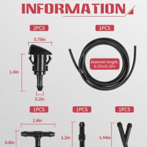 Windshield Washer Nozzles Kit, Replacement for Chrysler, Dodge, Jeep, Ram - OTUAYAUTO Washer Jet and Fluid Hose with Connector