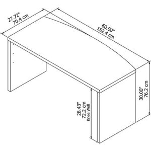 Bush Business Furniture Echo Bow Front Desk with Wire Management Computer Table for Home Office with Quick-to-Assemble Hardware, 60W, Gray Sand