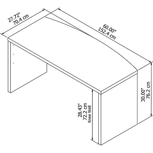 Bush Business Furniture Echo Bow Front Desk with Wire Management Computer Table for Home Office with Quick-to-Assemble Hardware, 60W, Gray Sand