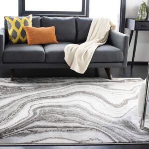 SAFAVIEH Craft Collection Area Rug - 8' x 10', Grey & Silver, Modern Abstract Design, Non-Shedding & Easy Care, Ideal for High Traffic Areas in Living Room, Bedroom (CFT819G)