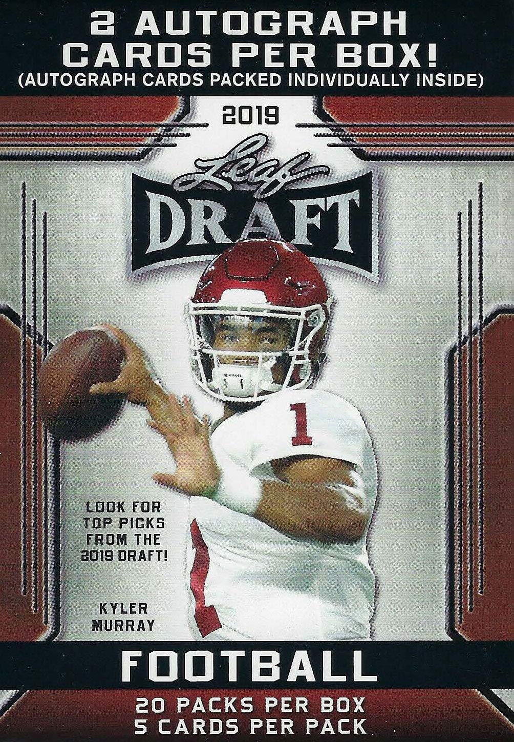 2019 LEAF NFL DRAFT Series Factory Sealed Blaster Box of Packs with 2 GUARANTEED Autographed Cards per box! One of the First 2019 Football Products on the market!