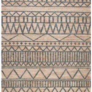 SAFAVIEH Kilim Collection Area Rug - 8' x 10', Natural & Charcoal, Handmade Flat Weave Jute, Ideal for High Traffic Areas in Living Room, Bedroom (KLM752A)