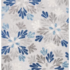 SAFAVIEH Cabana Collection Area Rug - 8' x 10', Grey & Blue, Floral Design, Non-Shedding & Easy Care, Indoor/Outdoor & Washable-Ideal for Patio, Backyard, Mudroom (CBN800F)