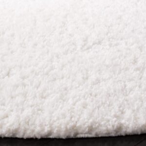 SAFAVIEH August Shag Collection 6'7" Round White AUG900A Solid 1.2-inch Thick Area Rug