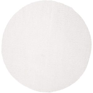 SAFAVIEH August Shag Collection 6'7" Round White AUG900A Solid 1.2-inch Thick Area Rug