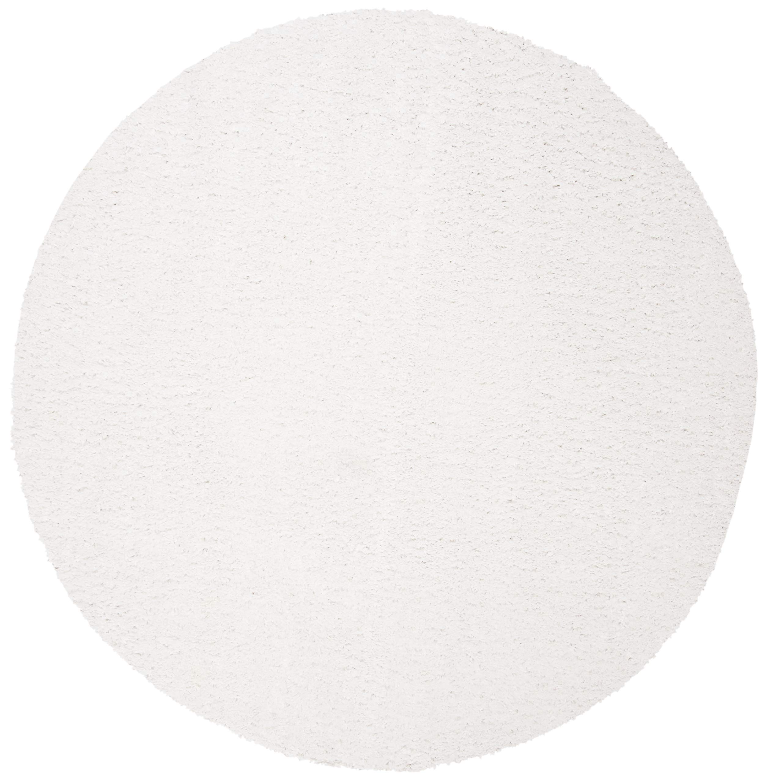 SAFAVIEH August Shag Collection 6'7" Round White AUG900A Solid 1.2-inch Thick Area Rug