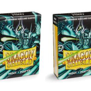 Dragon Shield Bundle: 2 Packs of 60 Count Japanese Size Mini Matte Card Sleeves - Matte Mint