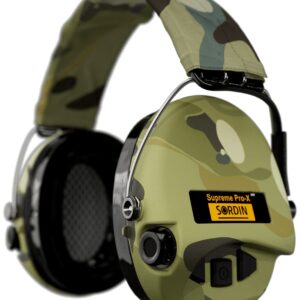 Sordin Supreme Pro-X LED Ear Defenders for Hunting & Shooting - Active & Electronic - Camo Band - Camo Ear Muffs
