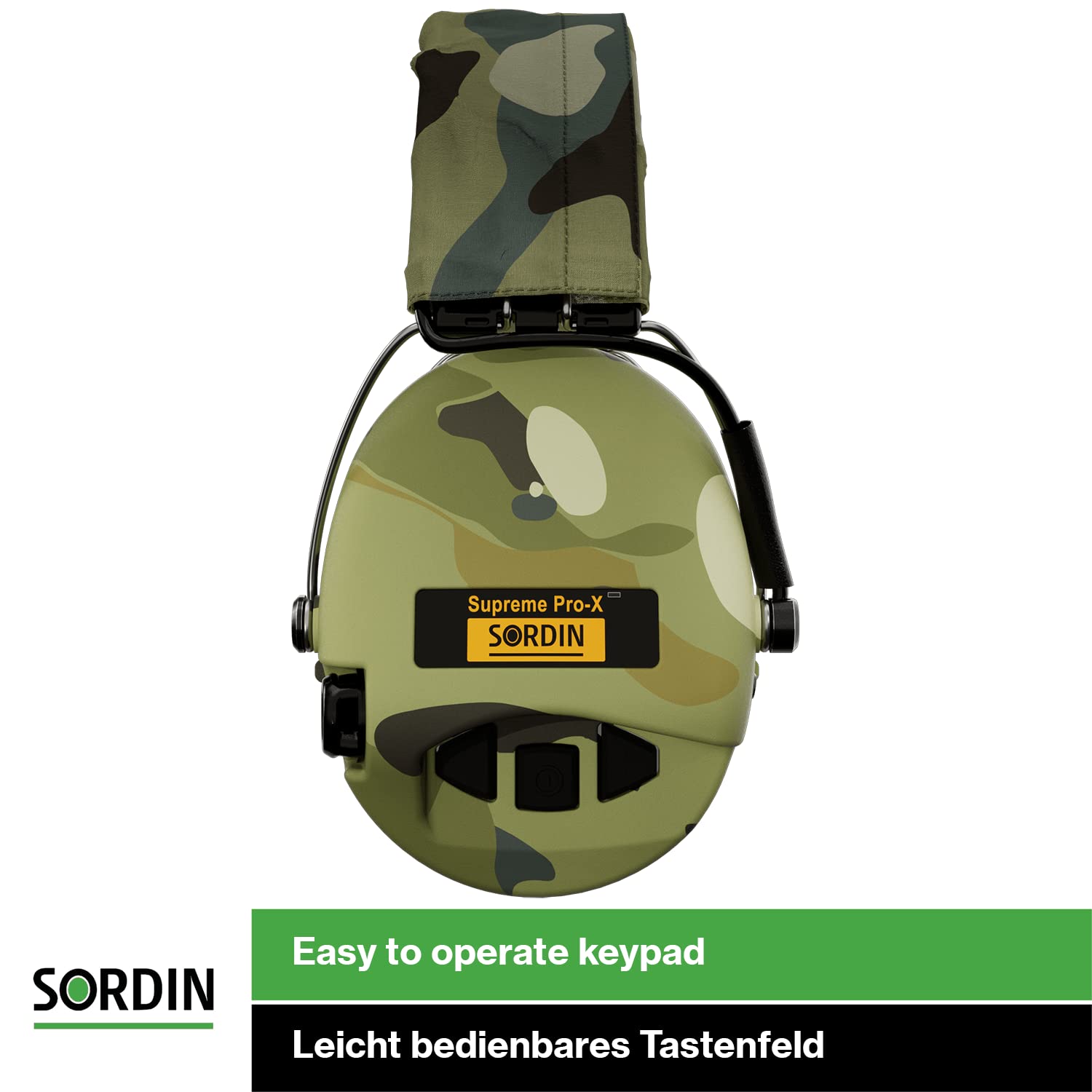 Sordin Supreme Pro-X LED Ear Defenders for Hunting & Shooting - Active & Electronic - Camo Band - Camo Ear Muffs