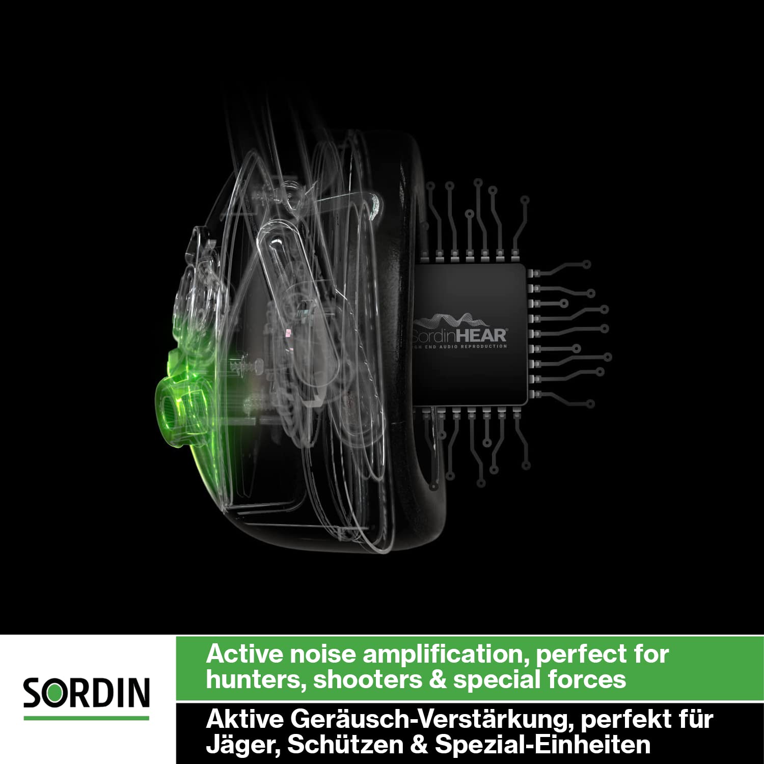 Sordin Supreme Pro-X Ear Defenders for Hunting & Shooting - Active & Electronic - Textile Band & Gel Kits - Black Ear Muffs