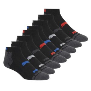 puma mens 8 pack low cut running socks, black, 10 13 us