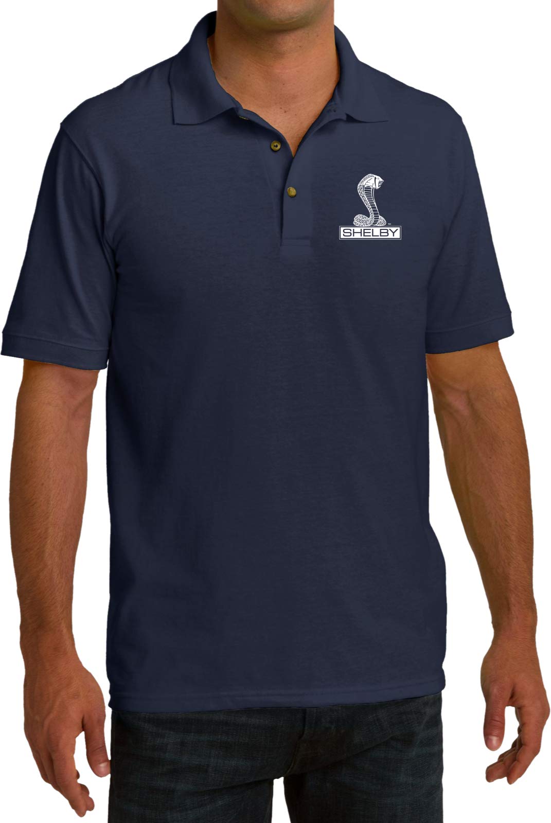 Ford Shelby Cobra Pocket Print Pique Polo, Navy XL