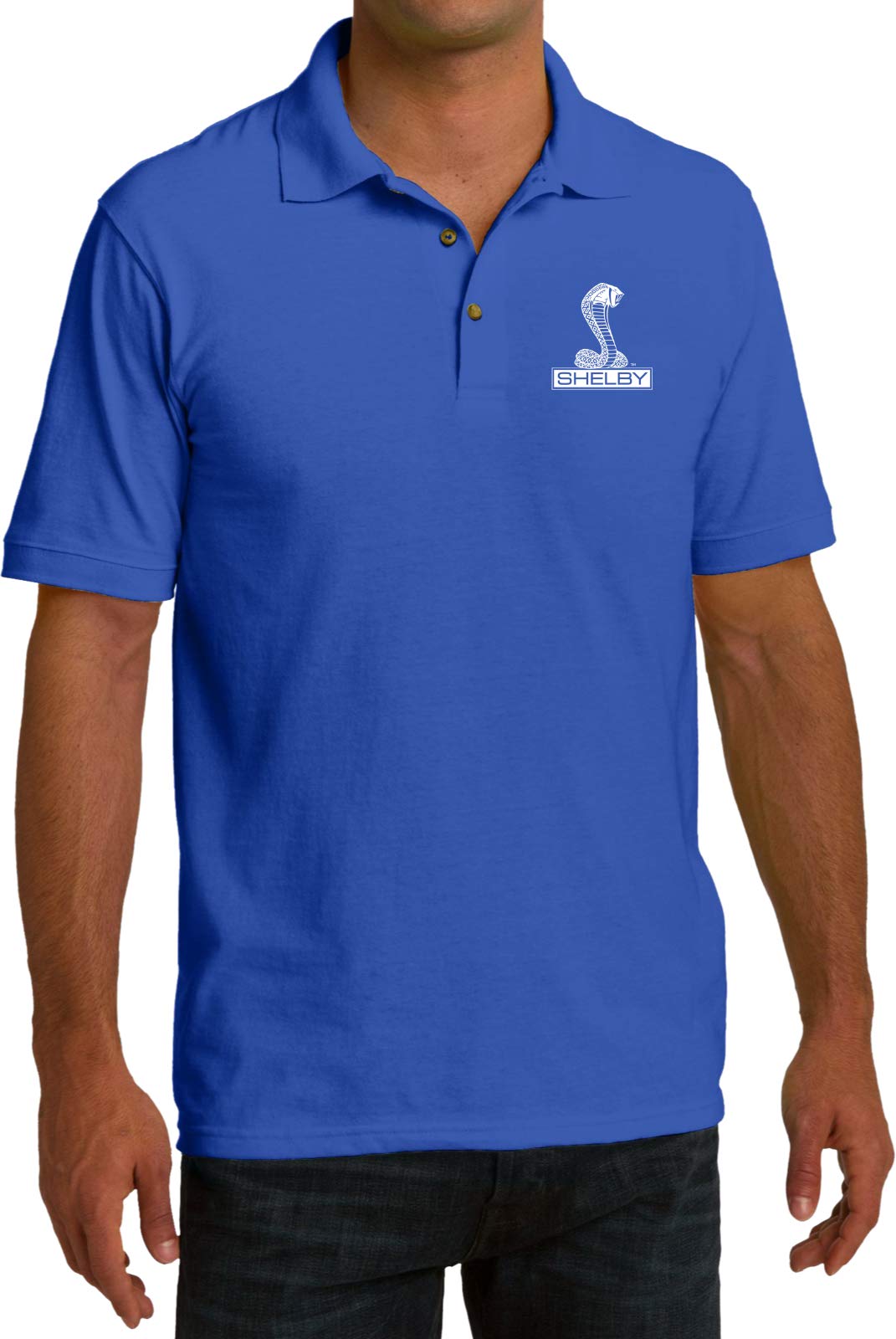 Ford Shelby Cobra Pocket Print Pique Polo, Royal Small