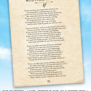 Rudyard Kipling - If - Inspirational Sayings Wall Decor, Motivational Poem Poster, Canvas Wall Art for Home and Office, Inspiring Literature Gift, Choose Unframed Book Poster Poster or Canvas Arts