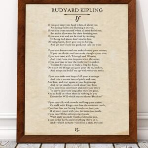 Rudyard Kipling - If - Inspirational Sayings Wall Decor, Motivational Poem Poster, Canvas Wall Art for Home and Office, Inspiring Literature Gift, Choose Unframed Book Poster Poster or Canvas Arts