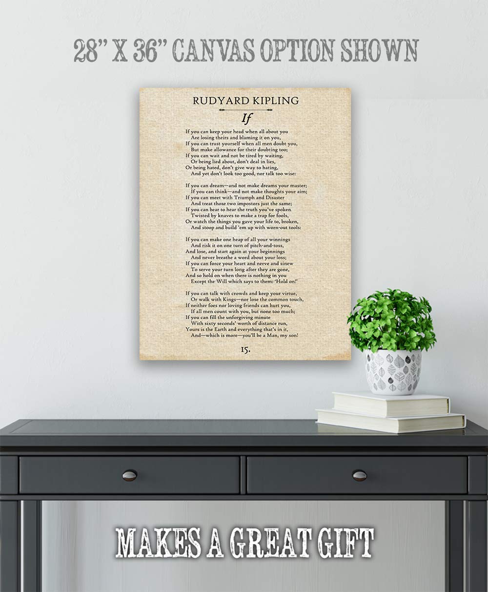 Rudyard Kipling - If - Inspirational Sayings Wall Decor, Motivational Poem Poster, Canvas Wall Art for Home and Office, Inspiring Literature Gift, Choose Unframed Book Poster Poster or Canvas Arts