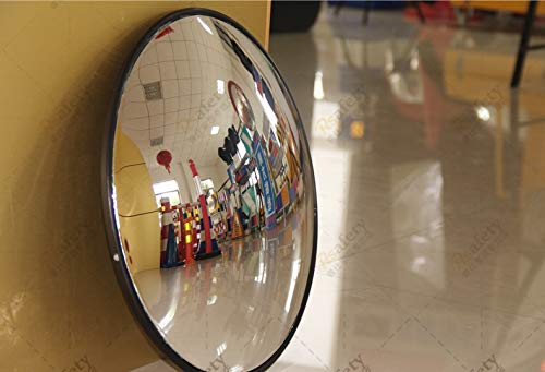 Traffic Curved Convex Wide Angle Mirror, 30 cm / 12", Unbreakable for Road Safety Shop Security with Adjustable Wall Fixing Bracket