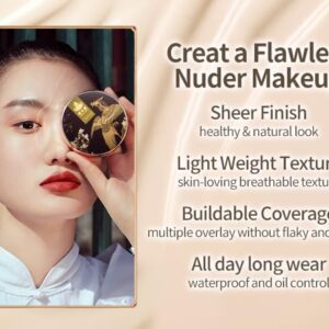 Catkin Phoenix Cushion Foundation Buildable Coverage Anti-Aging Serum Makeup, Sheer Satin Finish, Refill Included, Light Beige 0.46 Oz x 2, C02 Light Beige