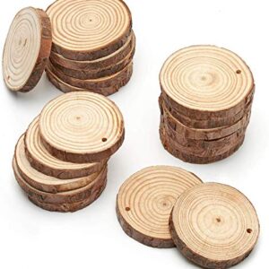 ARTEZA Natural Wood Slices, 2.4-2.8 Inch Diameter, Set of 45, Brown Round Pine Wood Discs with Bark for Crafts, Christmas Ornaments, Centerpieces