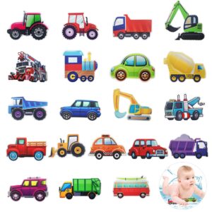 Cieovo 20 Set Non-Slip Bathtub Stickers, Transportation Vehicle Tractor Cars Trucks Excavator Decal Treads, Adhesive Safety Anti-Slip Appliques for Bath Tub and Shower Surfaces