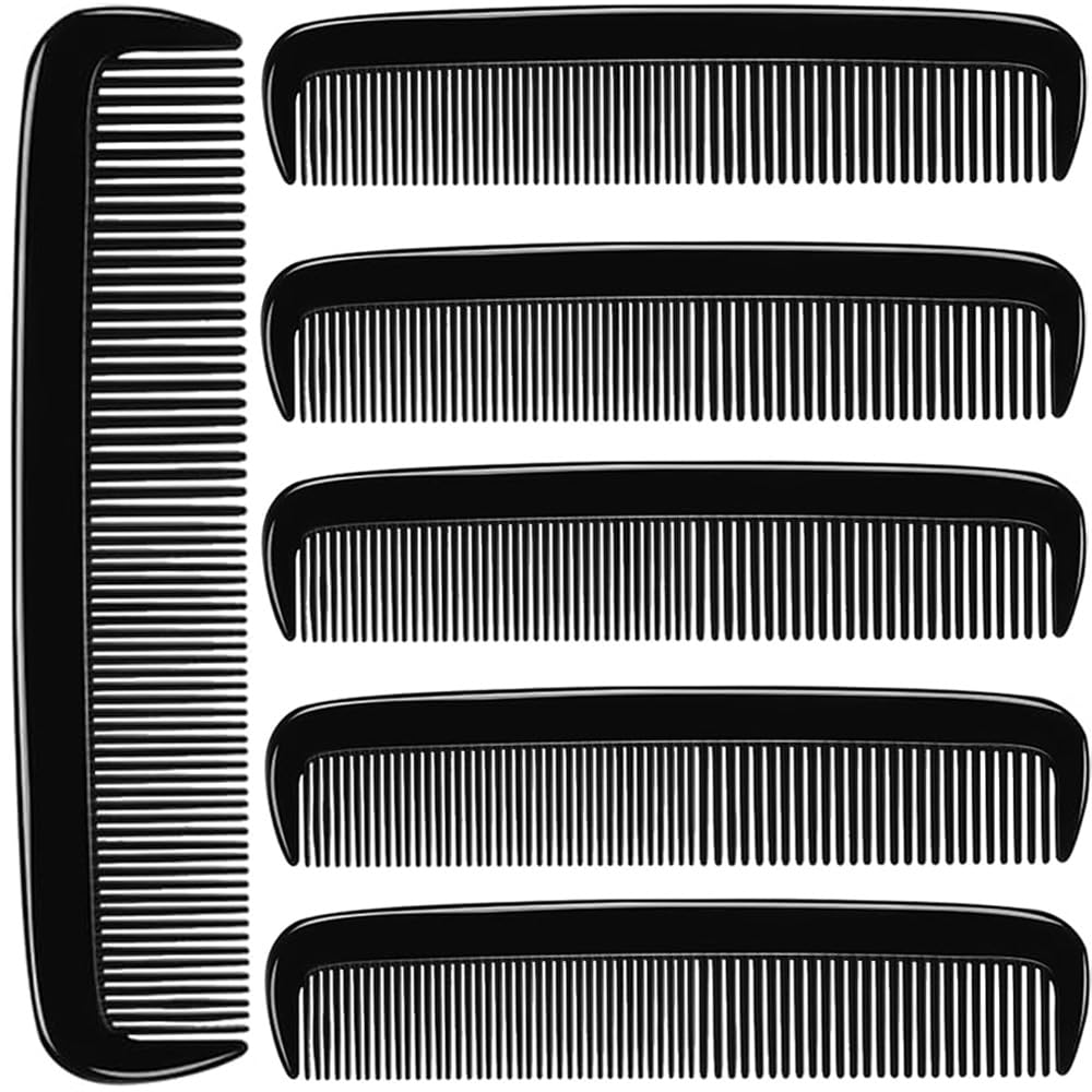 LUXXII (6 Pack) 5" Pocket Hair Comb Beard & Mustache Combs for Men's Hair Beard Mustache and Sideburns