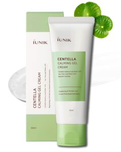 iunik centella 70% calming gel cream vegan non-sticky moisturizing blemish care w/centella asiatica tea tree 10% soothes acne rosacea oily & sensitive skin korean skincare