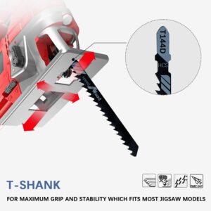 TAROSE 20-Piece T144D 4 Inch 6 TPI Assorted T-Shank Jig Saw Blades Set for Speed Cutting Wood