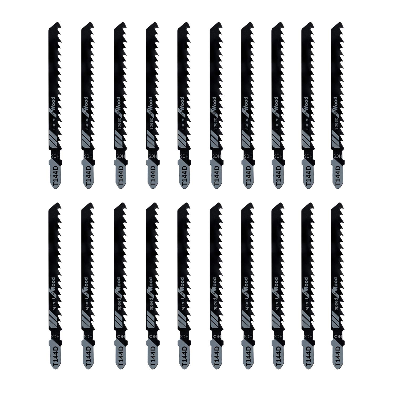 TAROSE 20-Piece T144D 4 Inch 6 TPI Assorted T-Shank Jig Saw Blades Set for Speed Cutting Wood