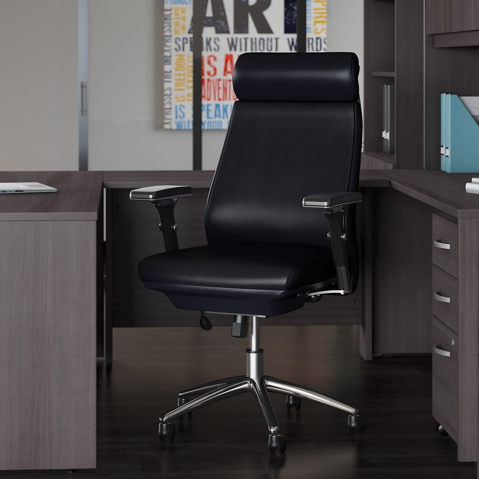 Bush Business Furniture Studio C High Back Leather Executive Office Chair in Black