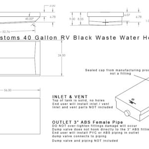 Class A Customs 40 Gallon RV Waste Black Water Holding Tank WT-4000