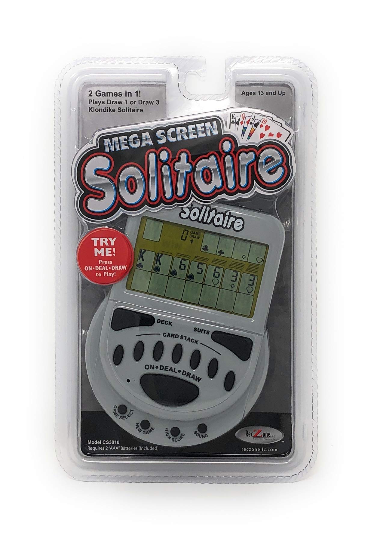 John N. Hansen Mega Screen Handheld Solitaire Game - Klondike Style Video Play for Ages 8+