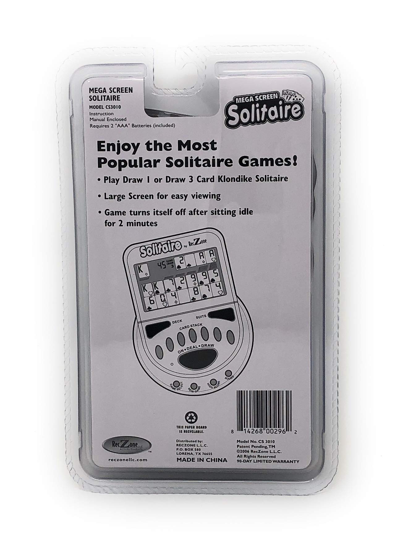 John N. Hansen Mega Screen Handheld Solitaire Game - Klondike Style Video Play for Ages 8+