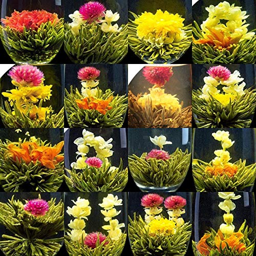 16 Pcs Variety Flavors Artistic Blooming Tea Handmade Chinese Blooming Flower Tea Balls Green Tea Gift Bloom