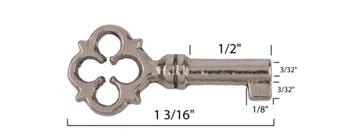 Nickel Plated Miniature Chest, Box Lock or Necklace Skeleton Key for Antique Furniture | KY-11