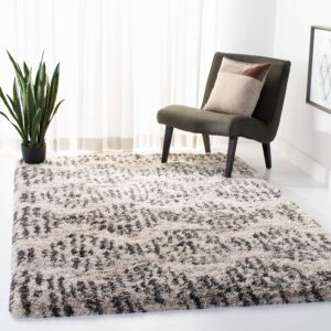 safavieh iceland shag collection area rug - 8' x 10', cream & grey, modern design, non-shedding & easy care, 2.6-inch thick ideal for high traffic areas in living room, bedroom (isg518a)