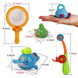 Dwi Dowellin Bath Toys Fishing Games Swimming Whales Bath Time Bathtub Toy for Toddlers Baby Kids Infant Fish Set Age 18months and up