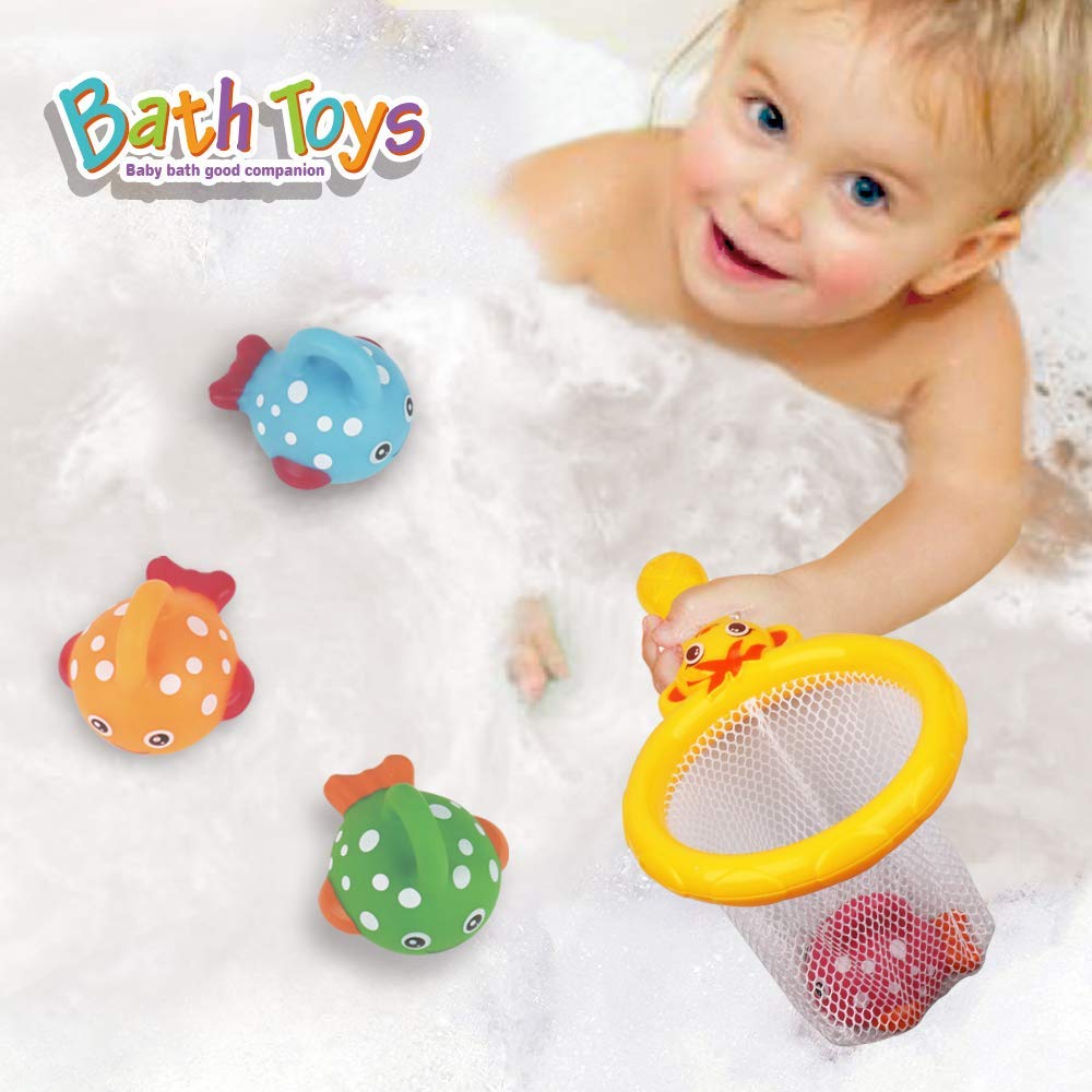 Dwi Dowellin Bath Toys Fishing Games Swimming Whales Bath Time Bathtub Toy for Toddlers Baby Kids Infant Fish Set Age 18months and up