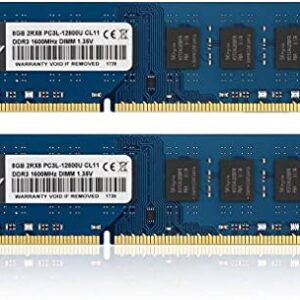 Kuesuny 16GB Kit (8GBX2) DDR3L-1600 Udimm, PC3L-12800/PC3L-12800U 8GB CL11 240 Pin 2RX8 Dual Rank Non ECC Unbuffered 1.35V/1.5V Desktop Computer Memory Ram Module Upgrade