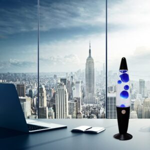 Aryellys Table Lamp 16" Bedside Lamp, Clear liquid Desk Lamp with Blue Lava Lamp Wax, Lava Lamps for Adults Nightstand Lamp for bedroom and Home Decor - Bulb included