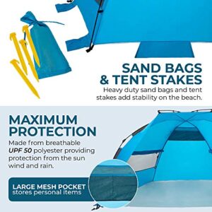 Pop Up Beach Tent – Quick and Easy Set Up, Family Size, Portable Sun and Water Shelter and Shade Canopy – for Fishing, Camping, Hiking and Outdoor Activities – by Outrav