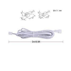 AIBOO Extension Cables 9.84FT LED Under Cabinet Puck Lighting, 2-Pin Male and Female Cable Connector Extension Cords for LED Puck Lights with White Cords (6 Pack)