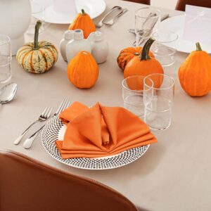 Ruvanti Cloth Napkins Set of 12, 18x18 Inches Napkins Cloth Washable, Soft, Durable, Absorbent, Cotton Blend. Table Dinner Napkins Cloth for Thanksgiving, Halloween Dinners Parties - Orange/Fall