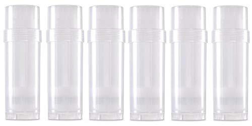 6 ct. Deodorant Twist-up Empty Containers (Natural) - for lotion bar, heel balm etc. (2 oz.) - Empty Deodorant Tubes (Clear)