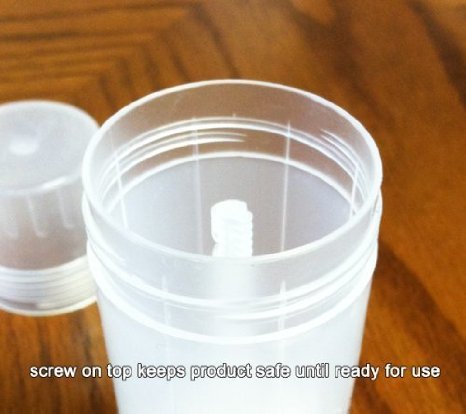 6 ct. Deodorant Twist-up Empty Containers (Natural) - for lotion bar, heel balm etc. (2 oz.) - Empty Deodorant Tubes (Clear)