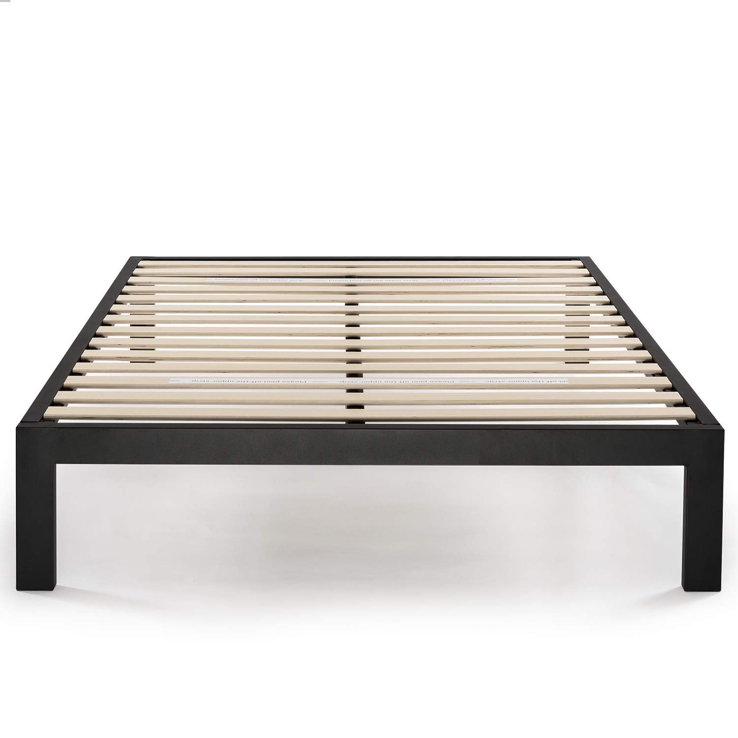 Mellow JustMallet Twin Bed Frame - 14 Inch Heavy Duty Steel Platform Beds w/Wood Slat Mattress Foundation (No Box Spring Needed), Black