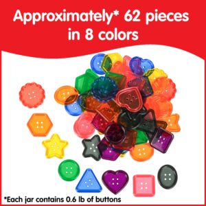 Edx Education Transparent Large Buttons - Mini Jar Set of 60 - Light Box Accessory - Sensory and Fine Motor Skill Development - Math Manipulative - For Ages 18M+